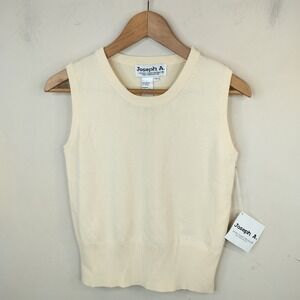Joseph A Sweater Vest Large Cream Stretch Classic Minimalist